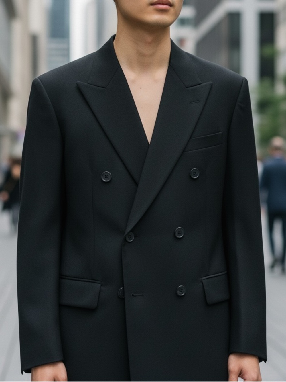 Yves Saint Laurent Vintage Double-Breasted 100% Wool Black Suit Blazer Size 40